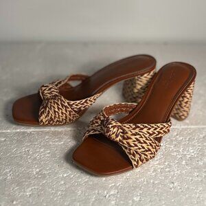 Universal Thread NWOT SZ6 Aaliyah Raffia Knotted Slide Resort Boho 70's Coastal